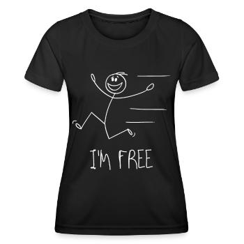 Lustiges Strichmännchen Spruch I'm-Free Freiheiten - Frauen Funktions-T-Shirt - Schwarz - Vorne - AI Model Female 172 light (172cm)