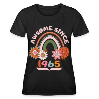 Retro-Stil Geburtstag, geboren 1965 vintage Spruch - Frauen Funktions-T-Shirt - Schwarz - Vorne - AI Model Female 172 light (172cm)