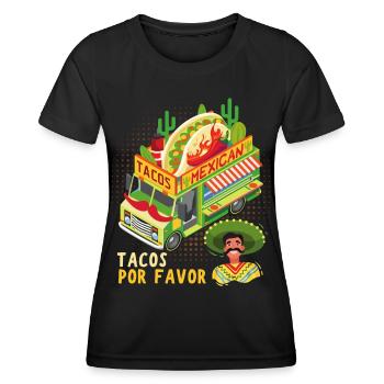 Tacos Mexican Food Truck Saying Sombrero Hat - Women's Functional T-Shirt - black - Front - AI Model Female 172 light (172cm)