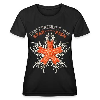 Vintage starfish illustration by Ernst Haeckel - Women's Functional T-Shirt - black - Front - AI Model Female 172 light (172cm)