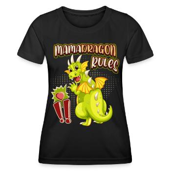 Mama-Drache, Mamadragon, lustiger Muttertag Spruch - Frauen Funktions-T-Shirt - Schwarz - Vorne - AI Model Female 172 light (172cm)