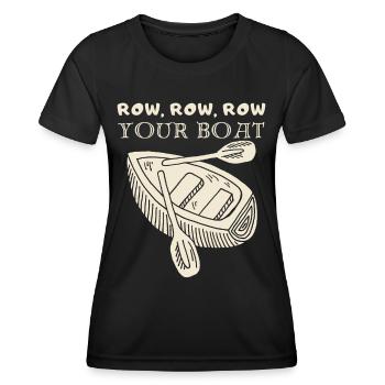 Rudern, Boot, Ruderboot lustiger Spruch Kinderreim - Frauen Funktions-T-Shirt - Schwarz - Vorne - AI Model Female 172 light (172cm)
