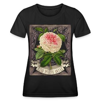 Motif Rose Vintage, Fleur Rose Marie Avitat - T-shirt sport Femme - noir - Devant - AI Model Female 172 light (172cm)