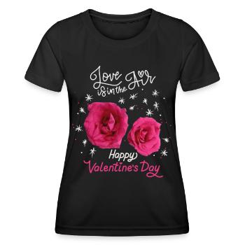 Valentine's Day, Love-Love Rose Pattern Rose Design - Women's Functional T-Shirt - black - Front - AI Model Female 172 light (172cm)
