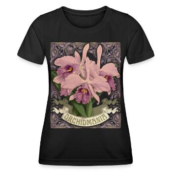 Orchideen, Vintage botanische Illustration - Frauen Funktions-T-Shirt - Schwarz - Vorne - AI Model Female 172 light (172cm)
