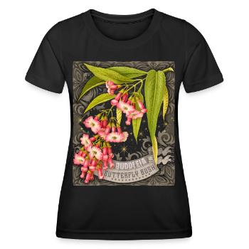 Butterfly lilac old botanical illustration - Women's Functional T-Shirt - black - Front - AI Model Female 172 light (172cm)
