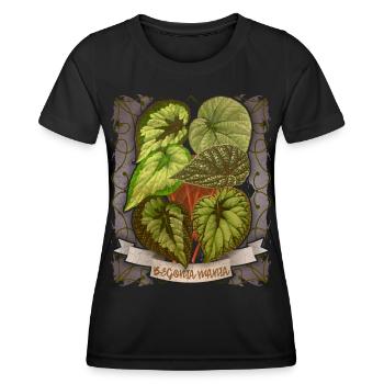 Vintage Begonia Flower Botanical Illustration - Women's Functional T-Shirt - black - Front - AI Model Female 172 light (172cm)