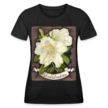 Vintage rhododendron, antique botanical drawing - Women's Functional T-Shirt - black - Front - AI Model Female 172 light (172cm)