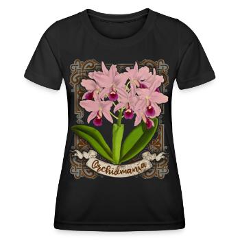 Antique orchid illustration, vintage orchid - Women's Functional T-Shirt - black - Front - AI Model Female 172 light (172cm)