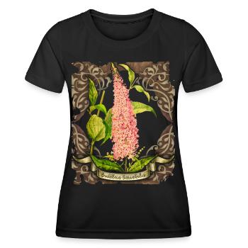 Old botanical illustration butterfly lilac - Women's Functional T-Shirt - black - Front - AI Model Female 172 light (172cm)