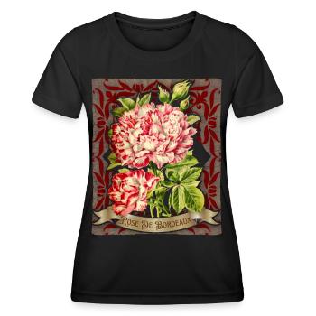 Rose antique botanical illustration Bordeaux rose - Women's Functional T-Shirt - black - Front - AI Model Female 172 light (172cm)