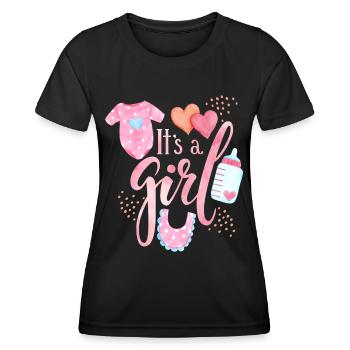 Bébé qui dit, mignonne petite fille, kawaii babe - T-shirt sport Femme - noir - Devant - AI Model Female 172 light (172cm)