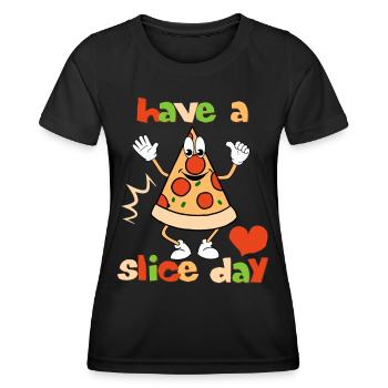 Pizza comique, jeu de mots, jeu de mots, dicton pour les fans de pizza - T-shirt sport Femme - noir - Devant - AI Model Female 172 light (172cm)