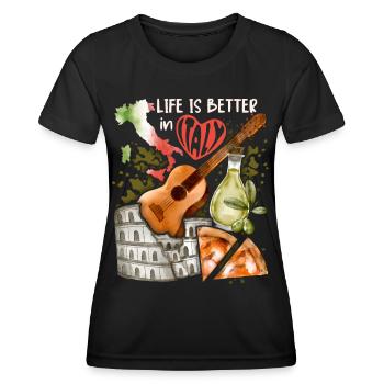 Italien Love-Italy, Rom, Gitarre und Pizza - Frauen Funktions-T-Shirt - Schwarz - Vorne - AI Model Female 172 light (172cm)