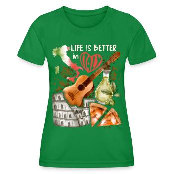 Italy Love-Italy, Rome, guitar and pizza - Women's Functional T-Shirt - kelly green - Front - AI Model Female 172 dark (172cm)
