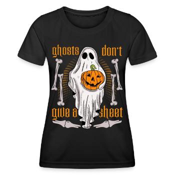 Lustiger Geist, Gespenst mit Bettlaken und Kürbis - Frauen Funktions-T-Shirt - Schwarz - Vorne - AI Model Female 172 light (172cm)