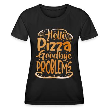 Hello Pizza, lustiger Spruch italienische Pizzeria - Frauen Funktions-T-Shirt - Schwarz - Vorne - AI Model Female 172 light (172cm)