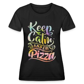 Pizza Dicton, Keep-Calm, Pizzeria italienne - T-shirt sport Femme - noir - Devant - AI Model Female 172 light (172cm)