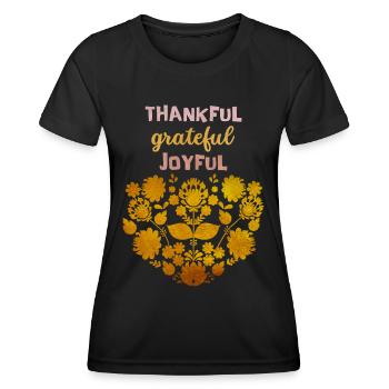 Vintage Thanksgiving Day, Thanksgiving Saying - Women's Functional T-Shirt - black - Front - AI Model Female 172 light (172cm)