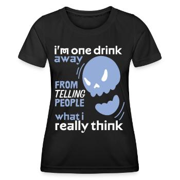 Comic Totenkopf Skull lustiger Spruch, Trinkspruch - Frauen Funktions-T-Shirt - Schwarz - Vorne - AI Model Female 172 light (172cm)