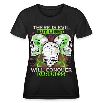 Comic Totenkopf Skull Motivation Spruch - Frauen Funktions-T-Shirt - Schwarz - Vorne - AI Model Female 172 light (172cm)