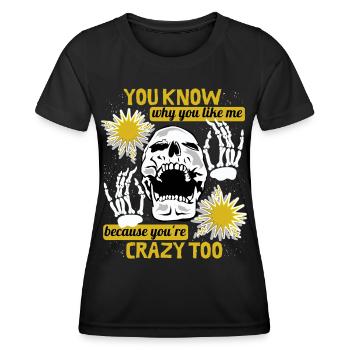 Comic Totenkopf Skull lustiger Spruch Skeletthände - Frauen Funktions-T-Shirt - Schwarz - Vorne - AI Model Female 172 light (172cm)