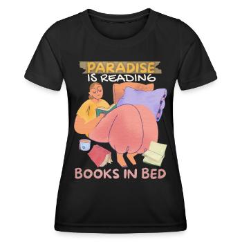 Book, Reading Books in Bed, Bookworm Boho Style - Women's Functional T-Shirt - black - Front - AI Model Female 172 light (172cm)