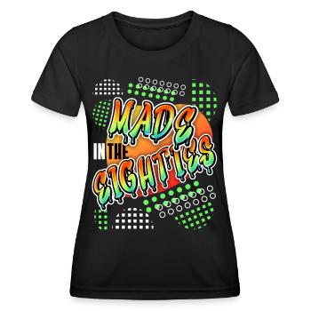 Made in the 80s, Retro Spruch 1980, 1980er Jahre - Frauen Funktions-T-Shirt - Schwarz - Vorne - AI Model Female 172 light (172cm)