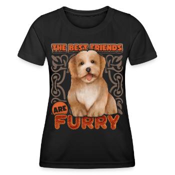 Bichon Chien havanais, aquarelle vintage, chien de race - T-shirt sport Femme - noir - Devant - AI Model Female 172 light (172cm)