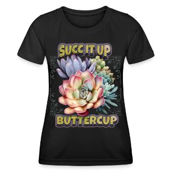 Succulentes vintage illustration disant cactus - T-shirt sport Femme - noir - Devant - AI Model Female 172 light (172cm)
