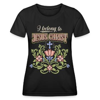 Jésus-Christ, art populaire vintage, foi, parole - T-shirt sport Femme - noir - Devant - AI Model Female 172 light (172cm)
