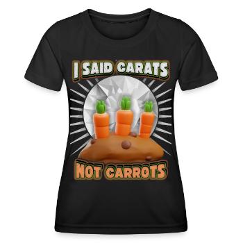 Wedding, funny marriage proposal with carrots saying - Women's Functional T-Shirt - black - Front - AI Model Female 172 light (172cm)