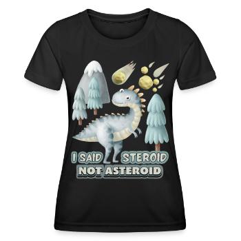 Drôle de dinosaure 3D, disant avec un astéroïde - T-shirt sport Femme - noir - Devant - AI Model Female 172 light (172cm)