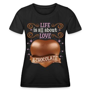 Amour-Amour, Cœur de chocolat, Dicton de chocolat - T-shirt sport Femme - noir - Devant - AI Model Female 172 light (172cm)