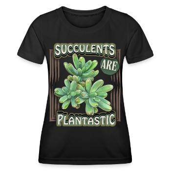 Sukkulenten Illustration, lustiger Spruch, Pun - Frauen Funktions-T-Shirt - Schwarz - Vorne - AI Model Female 172 light (172cm)