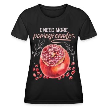 Pomegranate Illustration, Watercolor, Saying - Women's Functional T-Shirt - black - Front - AI Model Female 172 light (172cm)