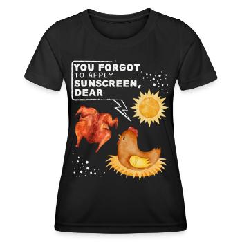 Drôle de poulet disant, blague de poulet bain de soleil - T-shirt sport Femme - noir - Devant - AI Model Female 172 light (172cm)