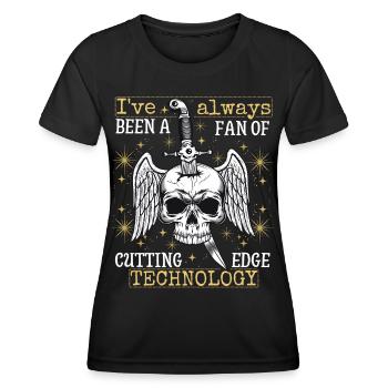 Vintage skull with dagger, funny saying - Women's Functional T-Shirt - black - Front - AI Model Female 172 light (172cm)