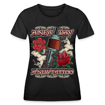 Tattoo Rosen, Tätowierung, lustiger Spruch - Frauen Funktions-T-Shirt - Schwarz - Vorne - AI Model Female 172 light (172cm)