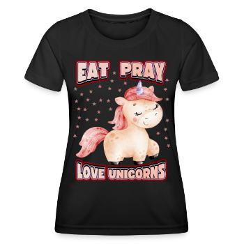 Lustiger Einhorn Spruch, Kawaii Unicorn Comic - Frauen Funktions-T-Shirt - Schwarz - Vorne - AI Model Female 172 light (172cm)