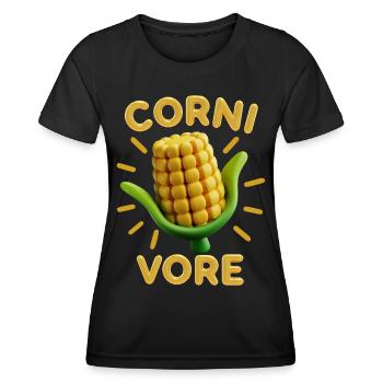Maïs en épi, 3d, Maïs drôle de dicton Pun Cornivore - T-shirt sport Femme - noir - Devant - AI Model Female 172 light (172cm)