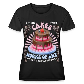 Kuchen backen, Torte, Bäcker, lustiger Spruch - Frauen Funktions-T-Shirt - Schwarz - Vorne - AI Model Female 172 light (172cm)