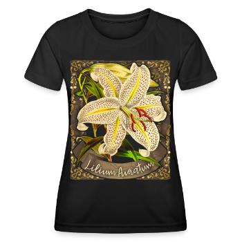 Lys vintage, Lys tigre, Illustration botanique - T-shirt sport Femme - noir - Devant - AI Model Female 172 light (172cm)