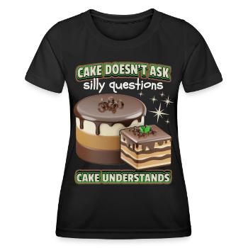 Cake, Candy, Chocolate, 3d funny saying - Women's Functional T-Shirt - black - Front - AI Model Female 172 light (172cm)