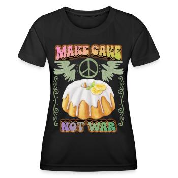 Gâteau, signe de paix, slogan de paix avec cupcake - T-shirt sport Femme - noir - Devant - AI Model Female 172 light (172cm)