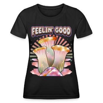 Magic Mushrooms, Psychedelic Mushrooms, Saying - Women's Functional T-Shirt - black - Front - AI Model Female 172 light (172cm)