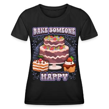 Kuchen backen, Torte backen, lustiger Spruch - Frauen Funktions-T-Shirt - Schwarz - Vorne - AI Model Female 172 light (172cm)