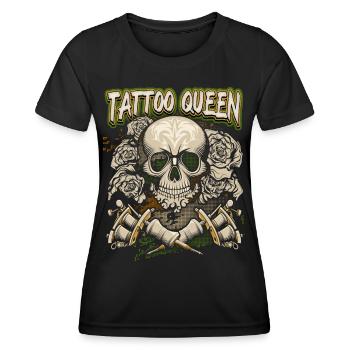 Skull, Tattoo Spruch, Tätowierung, Totenkopf - Frauen Funktions-T-Shirt - Schwarz - Vorne - AI Model Female 172 light (172cm)
