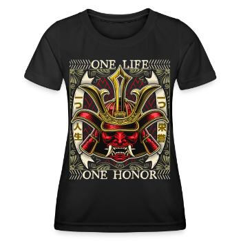 Japanischer Samurai Dämon, Samurai Krieger, Spruch - Frauen Funktions-T-Shirt - Schwarz - Vorne - AI Model Female 172 light (172cm)