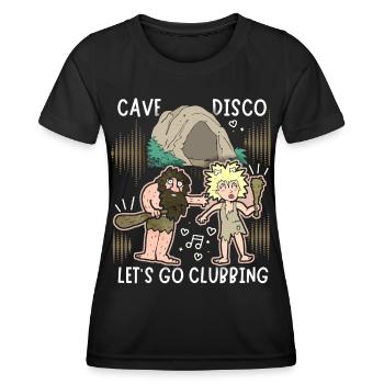 Neanderthal joke, Disco, Funny saying, Pun - Women's Functional T-Shirt - black - Front - AI Model Female 172 light (172cm)